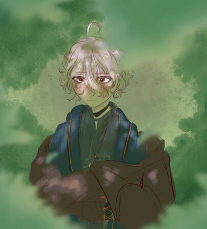 halfbody / colored sketch / simple bg
